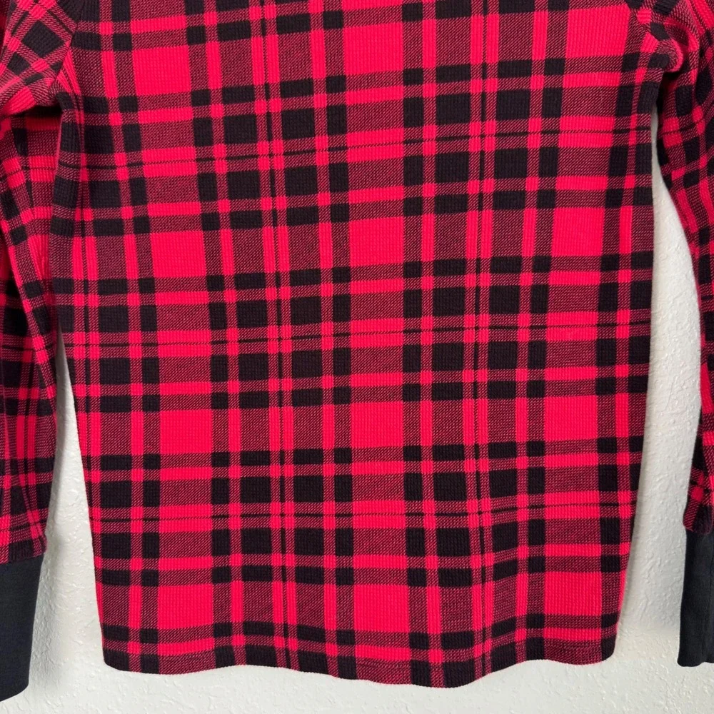 Victoria Secret Red Black Plaid Thermal Pajama Set Henley Jogger S